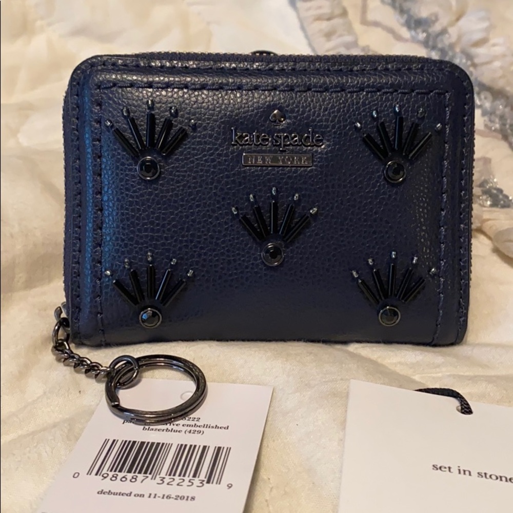 NWT Kate Spade embellished zipper wallet